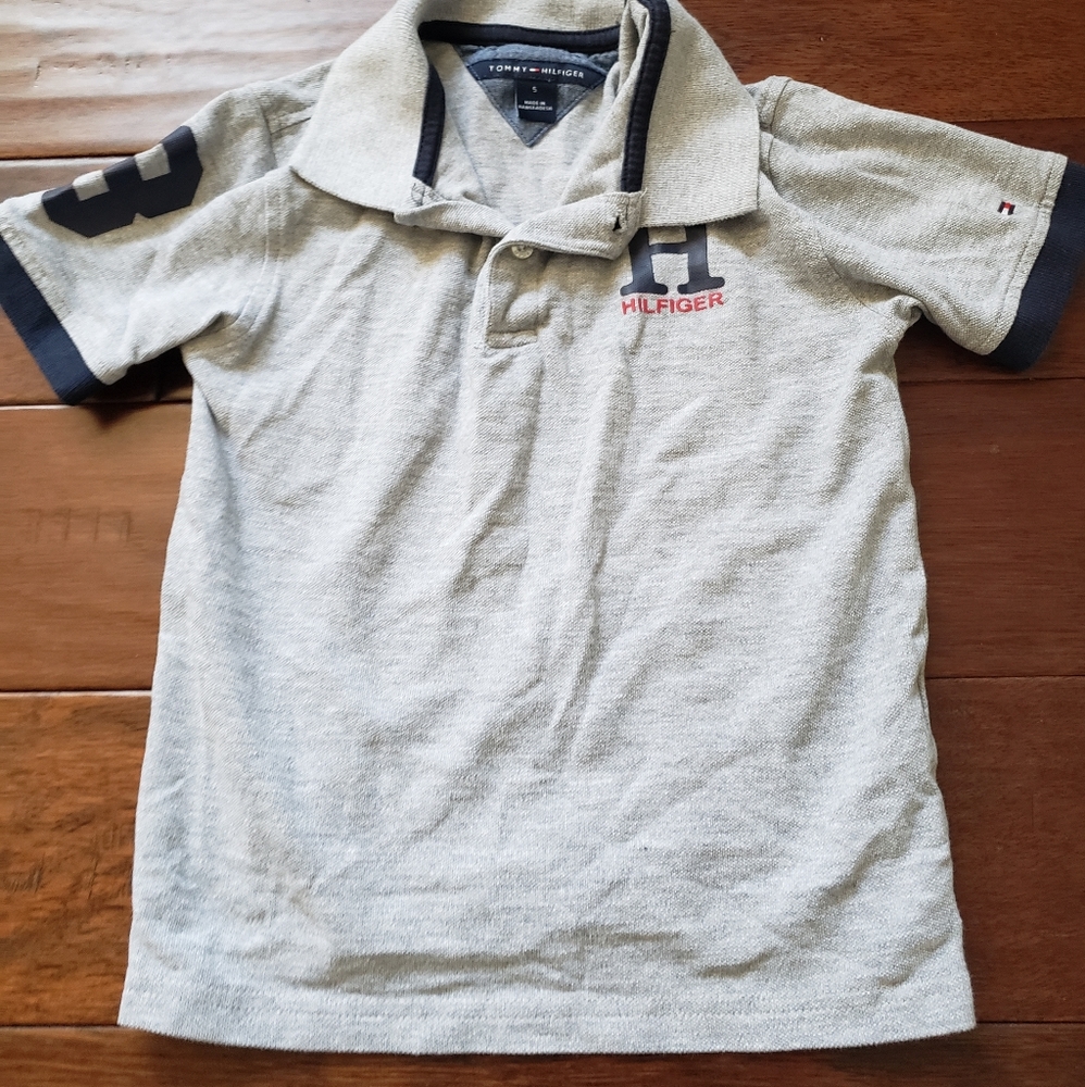 Boys Gray & Navy Tommy Hilfiger Polo Shirt